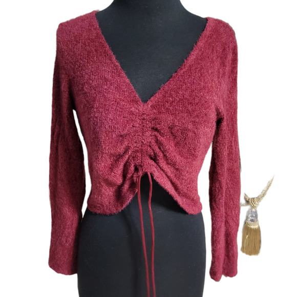 Altar'd State Rose Taupe Chanel burgundy Sweater sz L - Picture 1 of 7